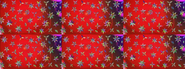 Düz Çiçek Elementleri Tasarımı. Çiçek desenli eskiz, yaz çiçekleri. Renkli Bahar Teması eskiz kalıbı. Kırmızı ve mor renkte çiçekler.