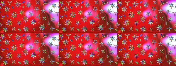 Kırmızı ve pembe renkte çiçekler. El çizimi çiçekli soyut çizim kalıbı. Raster illüstrasyonu.