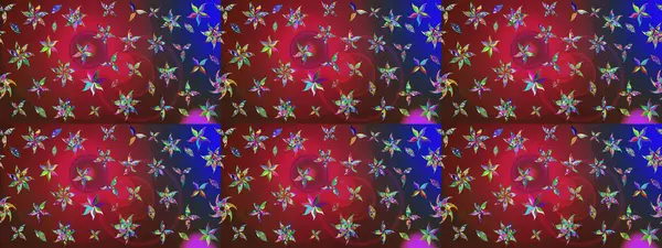 Raster illüstrasyonu. Kibar, yaz çiçekleri kırmızı ve kahverengi renklerde. Raster deseni. Küçük çiçekte sevimli çiçek deseni var..