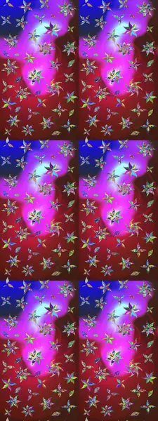 Raster deseni. Küçük çiçekteki sevimli çiçek deseni. Kırmızı ve mor renklerde. Raster illüstrasyonu. Soyut çiçek çizim kalıbı arkaplanı.