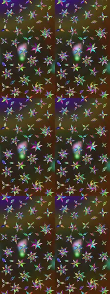 1950-1960 motifleri. Kahverengi ve gri üzerine kahverengi ve gri. Retro tekstil tasarım koleksiyonu. Çiçekli ipek eşarp. El çizimi çiçek elementleri ile soyut çizim raster deseni.