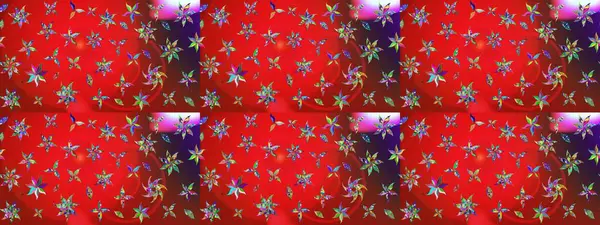 Arkaplan dokusu, duvar kağıdı, kırmızı ve kahverengi renkli çiçek teması. Soyut etnik raster çizim kalıbı. Kabile sanatı boho baskısı, klasik çiçek arkaplanı.