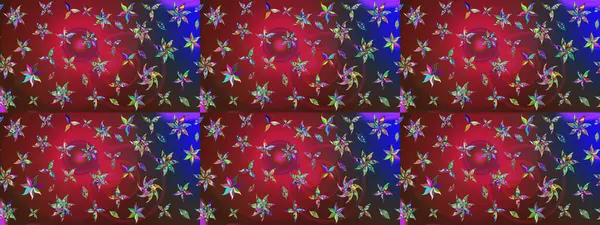 Asya tekstil tarzında. Kırmızı ve kahverengi renkte çiçekler. Çiçek desenli çizim. Düz Çiçek Elementleri Tasarımı. Raster illüstrasyonu. Renkli Bahar Teması çizim şablonu.