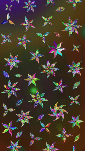 Renkli Yaz Temalı eskiz kalıbı. Düz Çiçek Elementleri Tasarımı. Kahverengi ve gri renkli çiçekler. Sevimli çiçek raster deseni.