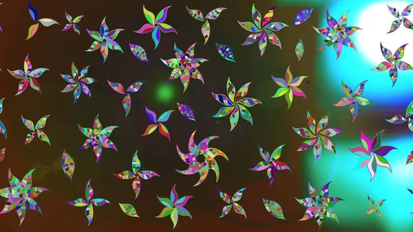 Düz Çiçek Elementleri Tasarımı. Kahverengi ve gri renkli şirin çiçek desenleri. Raster Modaya uygun kumaş deseni. Renkli Bahar Teması çizim şablonu.