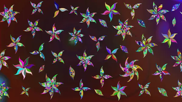 Yumuşak, bahar çiçekleri kahverengi ve mor renklerde. Çiçek ve yapraklı karalama şeklinde Raster çiçek deseni. Raster illüstrasyonu.