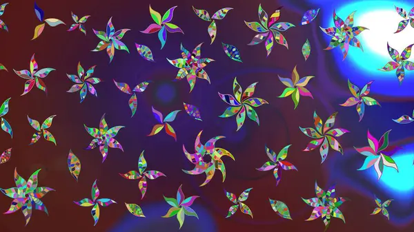 Süslü kumaş deseni. Düz Çiçek Elementleri Tasarımı. Renkli Bahar Teması eskiz kalıbı. Raster illüstrasyonunda çiçek deseni çizimi.