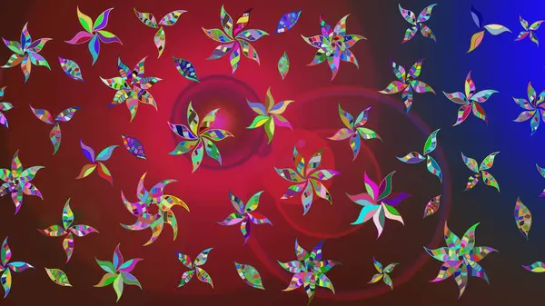 Vadinin kırmızı ve kahverengi renkli çiçekleri. Raster çiçek desenleri çiziyor..