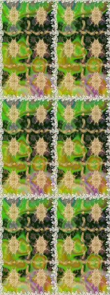 Çiçek deseni. Duvar kâğıdı barok, İspanyol kumaşı. Kusursuz raster arka plan. Kahverengi ve bej renklerde altın elementler. Şekil grafik deseni.