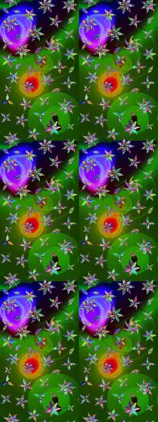 Raster suluboya çiçek deseni, narin çiçekler, yeşil ve mavi çiçekler, tebrik kartı şablonu. Raster Güzel kumaş deseni.