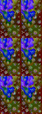 Çiçek ve yapraklı çiçek deseni. Küçük çiçekli şirin bir desen. Raster illüstrasyonu.