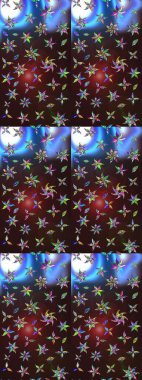 Çiçekli çiçek deseni, suluboya. Kahverengi ve mavi renkli çiçekler. Renkli Bahar Teması eskiz kalıbı. Düz Çiçek Elementleri Tasarımı. Raster illüstrasyonu.