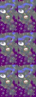 Eskiz modeli etnik tasarım. Çiçekleri, deniz kabukları, mandalaları ve suluboya efektleriyle donanma geçmişi. Yatak çarşafları, ceket, paket tasarımı, kumaş ve moda kavramları için tekstil baskısı.