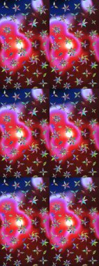 Klasik çiçekler. El çizimi, soyut ve süslü elementler. Yaz çiçekleri teması. Kahverengi ve kırmızı renkler. Suluboya resim taklit Raster illüstrasyonu.