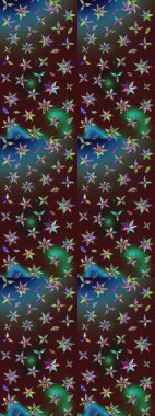 Kahverengi ve mavi renklere karalamalar çizilmiş çiçek deseni. Raster illüstrasyonu.