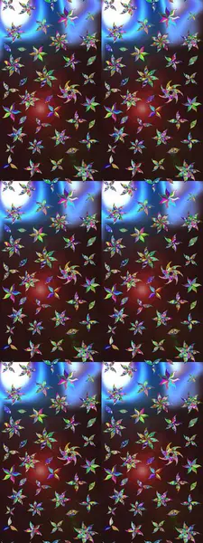 Çiçekli çiçek deseni, suluboya. Kahverengi ve mavi renkli çiçekler. Renkli Bahar Teması eskiz kalıbı. Düz Çiçek Elementleri Tasarımı. Raster illüstrasyonu.