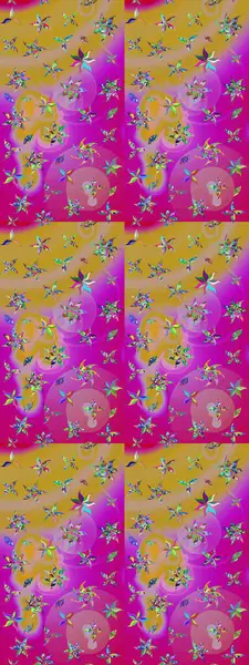 3D çiçekler, eskiz. Raster illüstrasyonu. Mor ve sarı renkler üzerine.