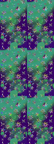 Eskiz arkaplan modeli. Mavi ve yeşil yapraklı yabani çiçekler. Suluboya, elle çizilmiş. Raster illüstrasyonu.