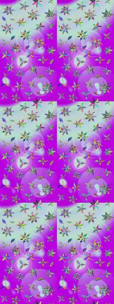 Raster düz çiçek çizim deseni. Hediye ambalaj kağıdı, tebrik kartları, posterler ve pankart tasarımı. Mor ve nötr renkte çiçekler.