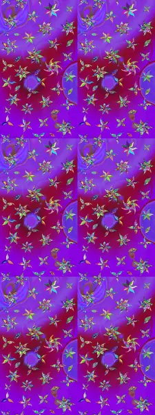 Çiçek ve yapraklı karalama şeklinde Raster çiçek deseni. Yumuşak, bahar çiçekleri mor ve mor renklerde. Raster illüstrasyonu.