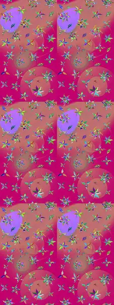 Tropik çiçek desenleri. Raster illüstrasyonu. Pembe ve morumsu renkte çiçekler.