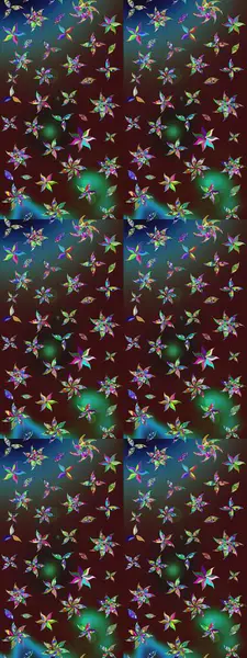 Kahverengi ve mavi renklere karalamalar çizilmiş çiçek deseni. Raster illüstrasyonu.