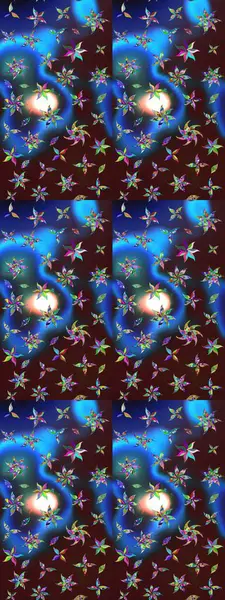 Soyut etnik raster çizim kalıbı. Kabile sanatı boho baskısı, klasik çiçek arkaplanı. Arkaplan dokusu, duvar kağıdı, kahverengi ve mavi renkli çiçek teması.