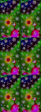 Çiçek deseni. Raster güzel kumaş deseni çiziyor. Renkli Bahar Teması eskiz kalıbı. Düz Çiçek Elementleri Tasarımı.