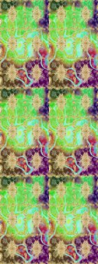 Yeşil renkli, altın elementli Raster eskiz deseni. Tasarım için Damask çizim deseni.