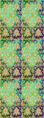 Raster illüstrasyonu. Süslü dekorasyon. Damask altın soyut çiçek deseni yeşil renkler üzerine çizim.