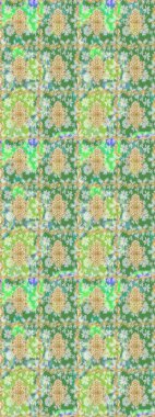 Ortaçağ çiçek desenini çiz. Raster illüstrasyonu. Dekoratif simetri arabesk. Doğum günü kartı, davetiye ya da afiş için iyidir. Yeşil renkte altın.