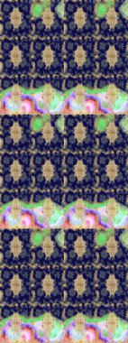 Geleneksel raster ve altın desen. Damask eskiz süsü. Klasik oryantal desen mavi renkler üzerinde.