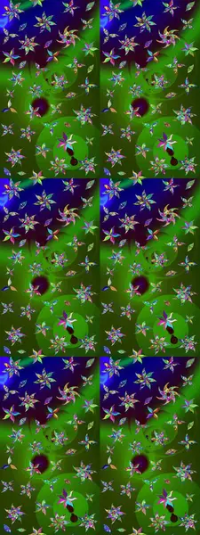 Nakış desenli çiçek deseni. Renkli grunge, koyu yeşil ve mavi çiçeklerle soyut bir arka plan oluşturur. İzler, kumaş, duvar kağıtları, tekstil için raster dokusu.