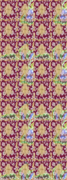 Eskiz oryantal klasik altın desen. Kırmızı renkte altın yinelenen elementler içeren Raster soyut arkaplanı.