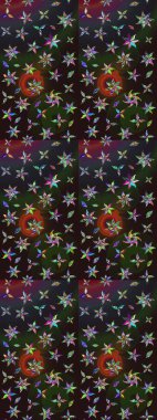 Soyut etnik raster çizim kalıbı. Çiçekler. Vadinin çiçekleri gri ve kahverengi renklerde.