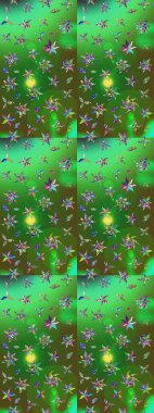 El çizimi. Güzel kumaş deseni. Çiçekler, dallar, bitkiler ve çiçekler. Raster illüstrasyonu.