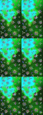 Güzel karalamalı çiçek desenli çizim. Raster illüstrasyonu. Güzel kumaş deseni. Küçük çiçekte sevimli çiçek deseni var..