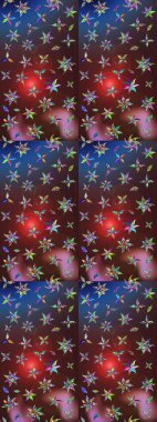 Modern çiçek arkaplanı. Parlak renkli çiçekleri ve kahverengi ve mor renkli yaprakları olan harika bir çiçek deseni. Moda baskıları için zarif bir şablon. Halk stili.