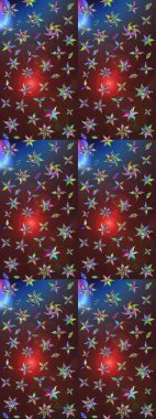 Soyut etnik raster çizim kalıbı. Çiçekler. Vadinin çiçekleri kahverengi ve mor renklerde.