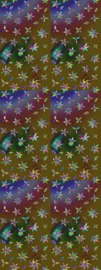 Düz Çiçek Elementleri Tasarımı. Renkli Bahar Teması eskiz kalıbı. Süslü kumaş deseni. Raster illüstrasyonunda çiçek deseni çizimi.