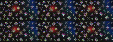 Gri ve mavi renkte çiçekler. Kumaş desenli papatya çiçekleri ayrıntıları.