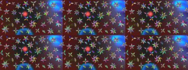 Raster çiçek desenli çiçek deseni, yapraklar, dekoratif elementler, sıçrama, lekeler, el çizimi kontur çizgileri ve Doodle çizim stili, grafik raster çizim çizimi.