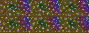 Yeşil ve kahverengi renkler. El çizimi, soyut ve süslü elementler. Yaz çiçekleri teması. Suluboya resim taklit Raster çizimi. Klasik çiçekler..