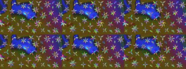 Raster deseni. Bahar çiçekleri dallı desen, yeşil ve kahverengi renkler çiçekli siluet.