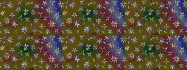 Raster illüstrasyonu. Klasik çiçek tasarımı elementleri. Yeşil ve kahverengi kıvırcık çiçekler yeşil ve kahverengi renklerde.