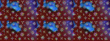 Çiçek desenli çizim. Kırmızı ve kahverengi renkli Asya tekstili. Raster illüstrasyonu.