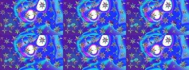 Halk tarzı. Moda baskıları için zarif bir şablon. Modern çiçek arkaplanı. Parlak renkli çiçekleri ve mavi ve menekşe renklerinde yaprakları olan muhteşem bir çiçek deseni..