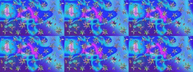 Mavi ve mor renkli çiçekler. Renkli Bahar Teması eskiz kalıbı. Düz Çiçek Elementleri Tasarımı. Sevimli çiçek raster deseni.