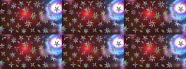 Raster Illustrasyon 'daki Çiçek Deseni' nin son moda çizimi. Renkli Yaz Temalı eskiz kalıbı. Düz Çiçek Elementleri Tasarımı. Güzel kumaş deseni.