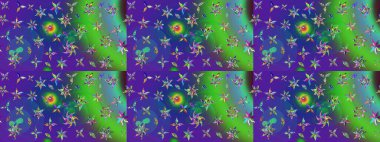 Çiçekleri, deniz kabukları, mandalaları ve suluboya efektleriyle donanma geçmişi. Yatak çarşafları, ceket, paket tasarımı, kumaş ve moda kavramları için tekstil baskısı. Çizim kalıbı etnik tasarım.